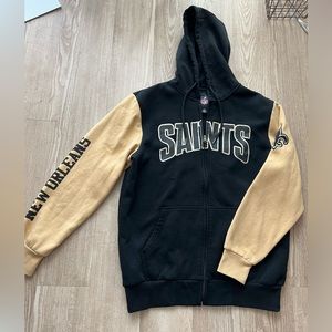 New Orleans Saints Zip Up Hoodie Sweatshirt Large NFL Embroidered Logo Merch